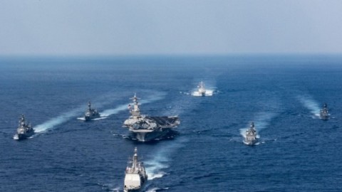 美航母與日海自護衛艦聯訓 北上東海意圖牽制北韓