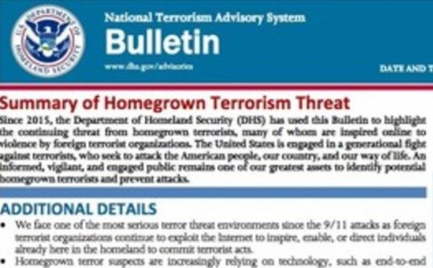 美國政府發佈恐攻警報。「面臨911事件後最大的威脅」