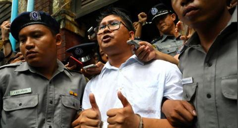  Reuters journalist Wa Lone departs Insein court after his verdict announcement in Yangon, Myanmar, September 3, 2018. Photo: Ann Wang / Reuters file photo