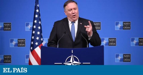 El secretario de Estado norteamericano, Mike Pompeo, durante su intervención en la OTAN, este martes.