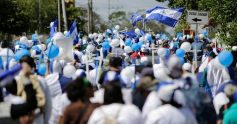 Manifestación de nicaragüenses en Costa Rica el pasado domingo.