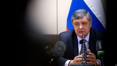  Russian President Vladimir Putin's special envoy for Afghanistan Zamir Kabulov speaks during a press conference in Brussels, Belgium, Oct. 26, 2017. Photo: AP file