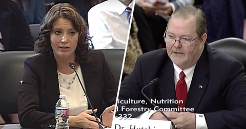 Mindy Brashears and Scott Hutchins. Photos: agriAgriculture.senate.gov; YouTube