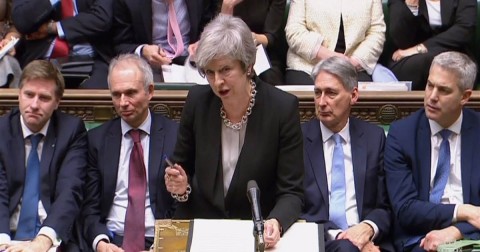 Prime Minister Theresa May speaks in Britain's House of Commons on Tuesday. Photo: Parliamentary Recording Unit / AFP - Getty Images
