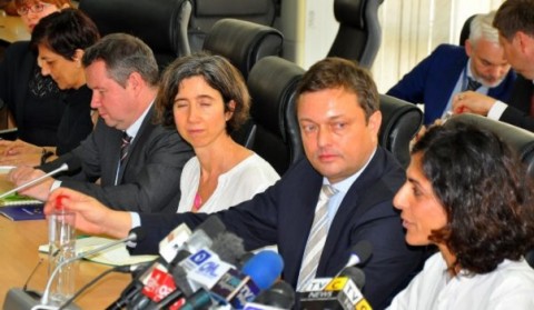 Chief Observer, European Union Election Observation Mission Nigeria 2019, Maria Arena; Head of Delegation, Ketil Karlsen and other Delegation during their visit to INEC on 2019 