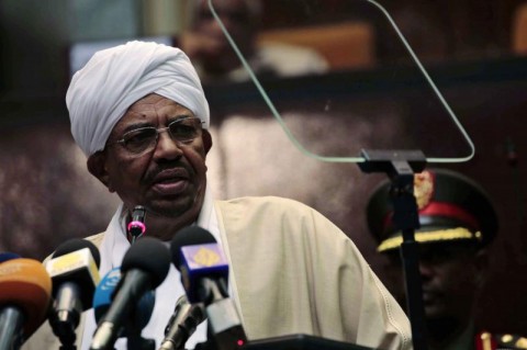 President of Sudan, Omar al-Bashir, addresses speaks in 2015. On Friday, al-Bashir declared a year-long state of emergency for the country. 