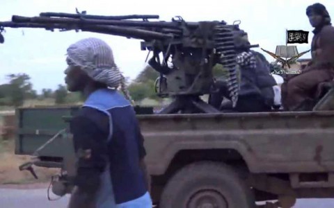 A screengrab taken from a video released by the Nigerian Islamist extremist group Boko Haram. 