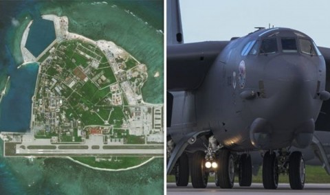 美國B-52轟炸機飛越有爭議的南中國海