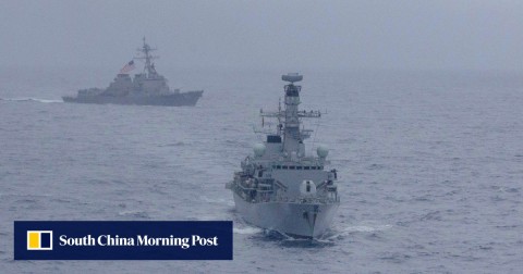 The USS McCampbell and the HMS Argyll conduct a joint US-UK exercise in the South China Sea in January.