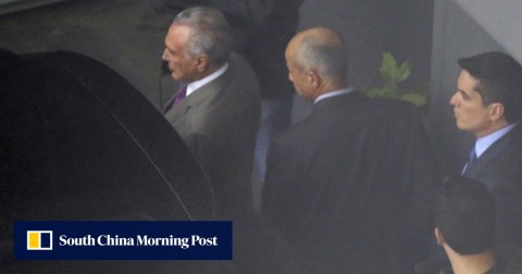 巴西前總統米歇爾·特梅爾（左）於2019年3月21日在巴西聖保羅機場。