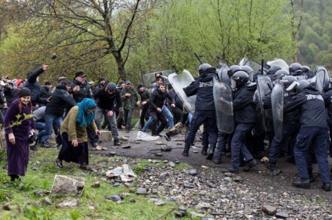 Police in Georgia clash with protesters against hydro plant