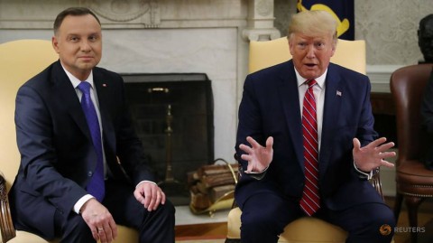US President Donald Trump meets Poland's President Andrzej Duda.