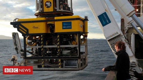 A remotely-operated underwater vehicle is used to gather footage of the coral mounds.