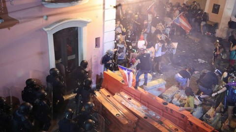  Tear gas deployed against protesters in Puerto Rico.