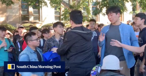 Hong Kong and mainland Chinese students clashed at the University of Queensland in Australia on Wednesday.