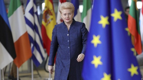 Lithuanian President Dalia Grybauskaite arrives for an EU summit at the Europa building in Brussels, Dec. 14, 2017. Photo: AP