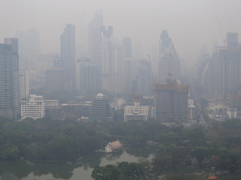 The Bangkok skyline swathed in morning air pollution. Photo: Athit Perawongmetha/Reuters