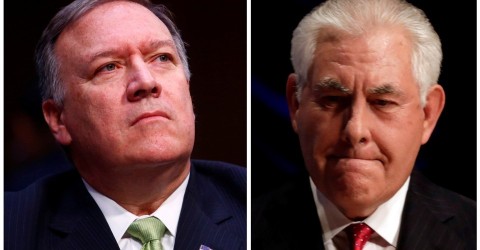 A combination photo of CIA Director Mike Pompeo (L) and US Secretary of State Rex Tillerson. File photos Reuters/Eric Thayer/Yuri Gripas