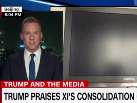 當記者開始談論習近平延長任期時，中國政府關閉CNN電視轉播信號