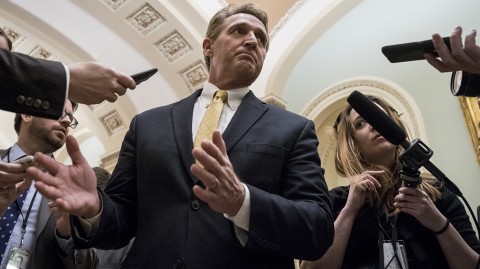 “If it’s anything approximating what he’s talking about, introduce legislation to nullify it. I’m assuming I’m not going to be the only one doing that,” Senator Jeff Flake said. Photo: Drew Angerer/Getty Images