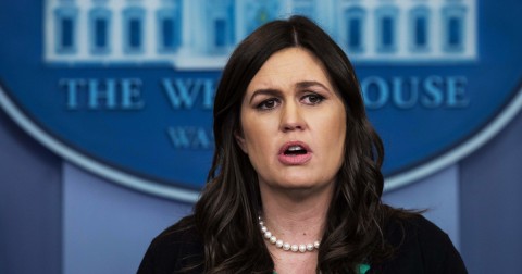 White House press secretary Sarah Sanders tells media to ignore what President Trump thinks he said. Photo: Nicholas Kamm/AFP/Getty Images