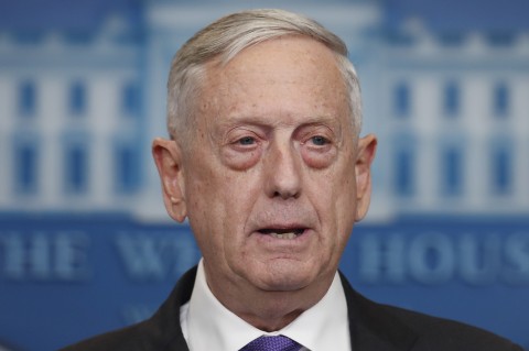 Defense Secretary Jim Mattis speaks during the daily news briefing at the White House, in Washington, Wednesday, Feb. 7, 2018. Photo: Carolyn Kaster/AP 