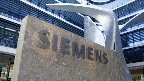 The logo of German industrial conglomerate Siemens is pictured at the headquarters in Munich, Germany. Photo: AP file photo