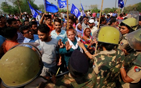 Clashes as members of India's lowest caste protest against new law