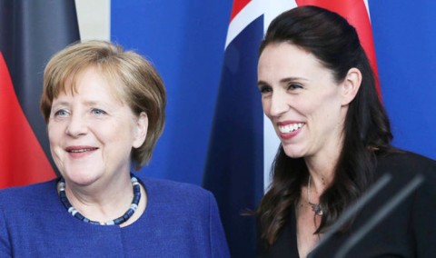 Angela Merkel met with New Zealand PM Jacinda Ardern to discuss a free trade agreement today. Photo: Getty Images