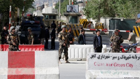 Soldiers at a roadblock near the site of a blast in Kabul. Photo: O. Sobhani / Reuters