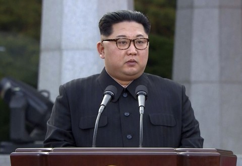 North Korean leader Kim Jong Un speaks during a joint announcement with South Korean President Moon Jae-in at the border village of Panmunjom April 27, 2018. Photo: Screengrab from Korea Broadcasting System via AP