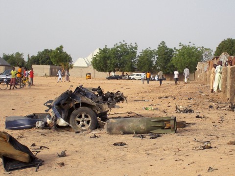 Damage at the site of an earlier attack by Boko Haram militants in the northeast city of Maiduguri, Nigeria, on 27 April. Photo: Reuters