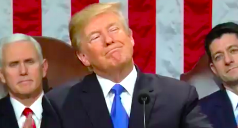 President Donald Trump at the State of the Union address