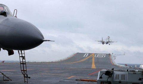 Chinese navy jets take part in drills in the disputed South China Sea. Photo: Getty Images