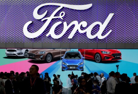 The new Ford Focus car is displayed during a media preview at the Auto China 2018 motor show in Beijing, China April 25, 2018. Photo: Jason Lee/Reuters