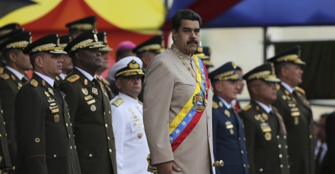 Venezuela's President Nicolás Maduro oversees a military parade in Caracas in 2017. Fernando Llano / AP