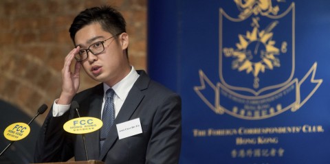 Andy Chan Ho-tin hält am Dienstag den Lunch Talk beim Hongkonger Foreign Correspondents Club