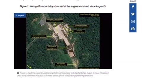 米・北朝鮮分析サイト「ミサイル施設の解体作業進んでいない」