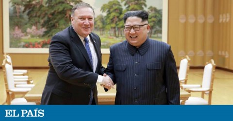 El secretario de Estado de EE UU, Mike Pompeo, y el líder norcoreano, Kim Jong-un, el pasado 9 de mayo 