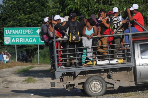 La caravana de migrantes hondureños durante su travesía por México hacia EEUU