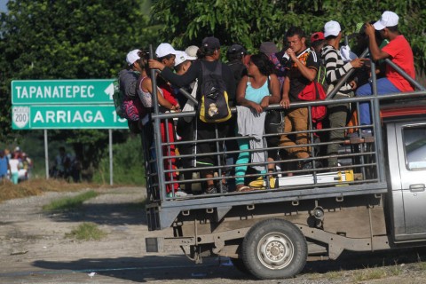 Honduras immigrant group during their passing from Mexico to the US